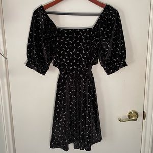Sparkly moon black velvet dress